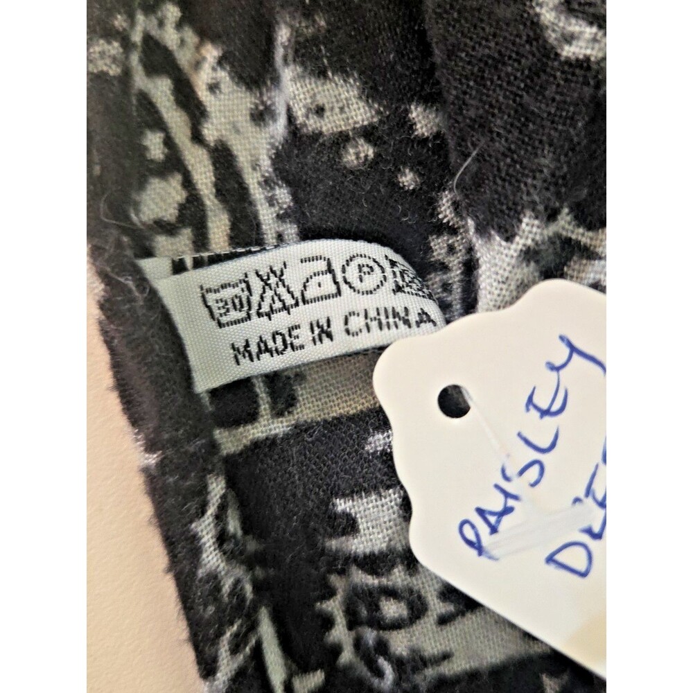 Black & White Paisley Kimono Sleeve Maxi Dress Duster Coverup Ruffle Hem OS EUC - Picture 8 of 13
